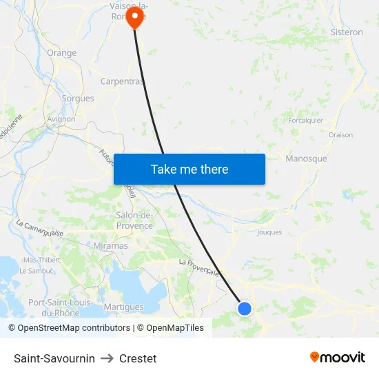 Saint-Savournin to Crestet map