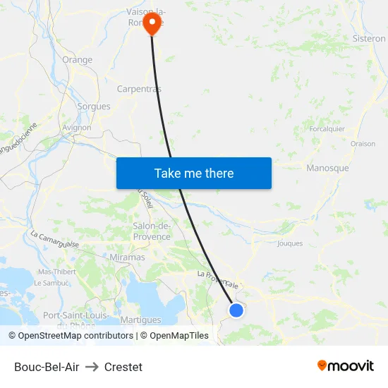 Bouc-Bel-Air to Crestet map