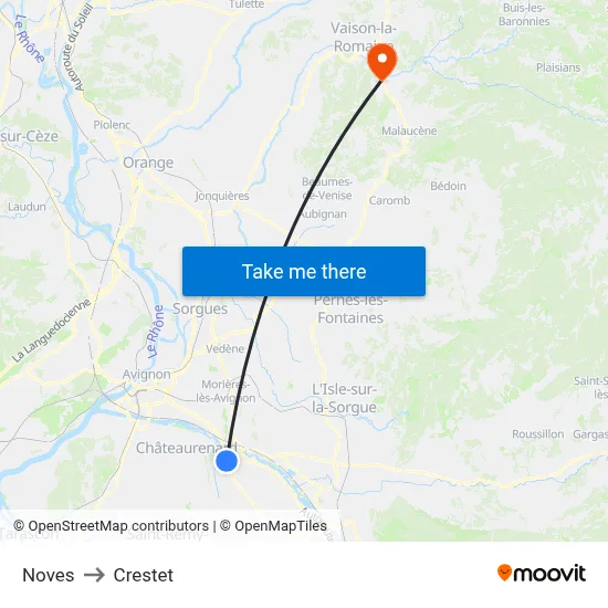 Noves to Crestet map