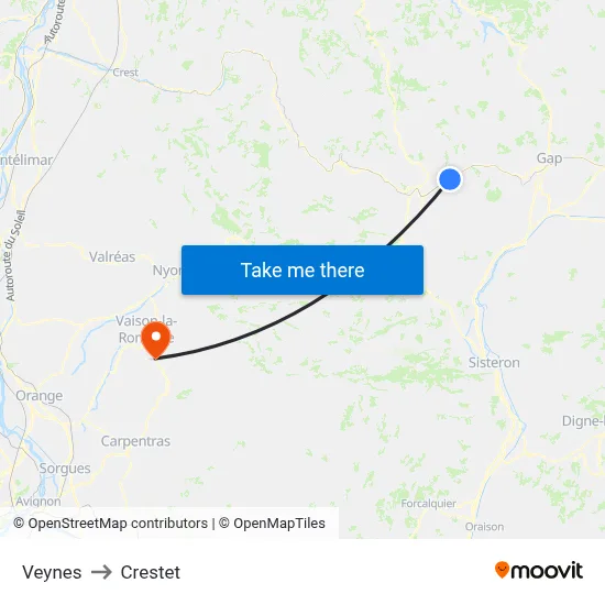 Veynes to Crestet map