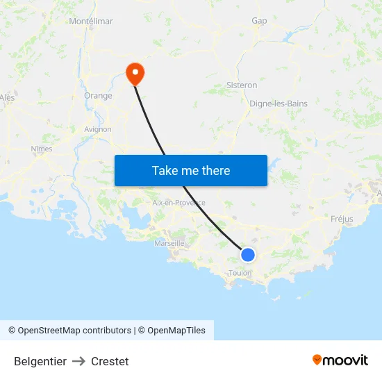 Belgentier to Crestet map