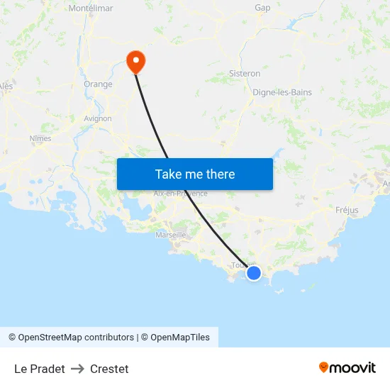 Le Pradet to Crestet map