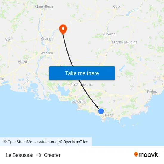 Le Beausset to Crestet map