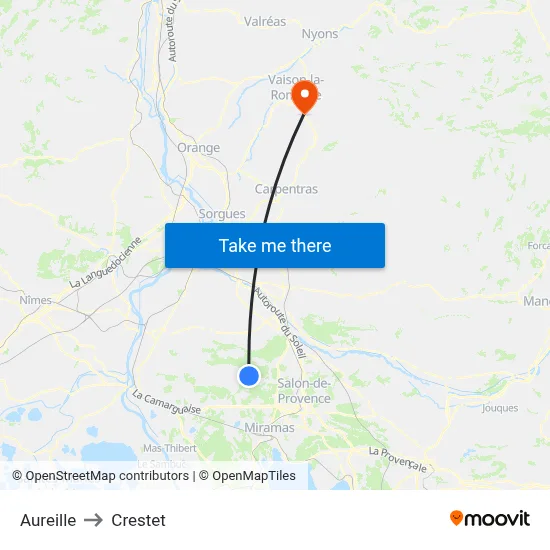 Aureille to Crestet map