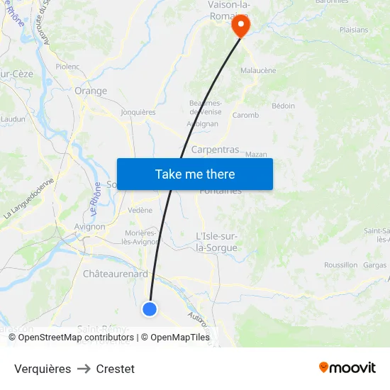 Verquières to Crestet map