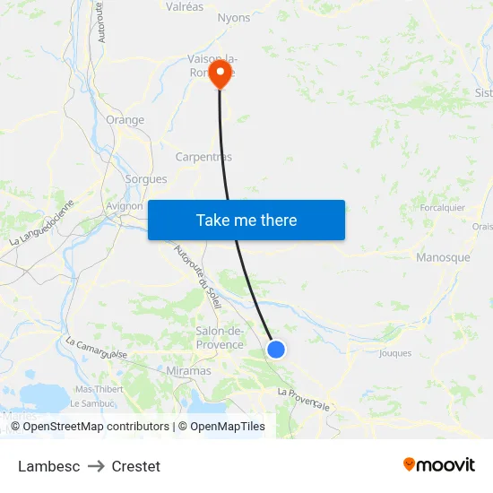 Lambesc to Crestet map