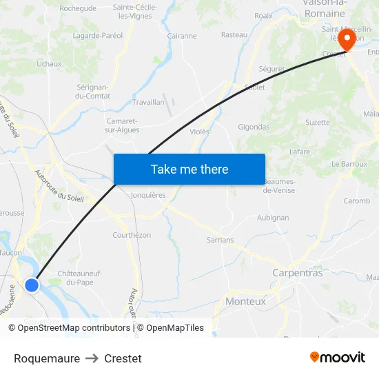 Roquemaure to Crestet map