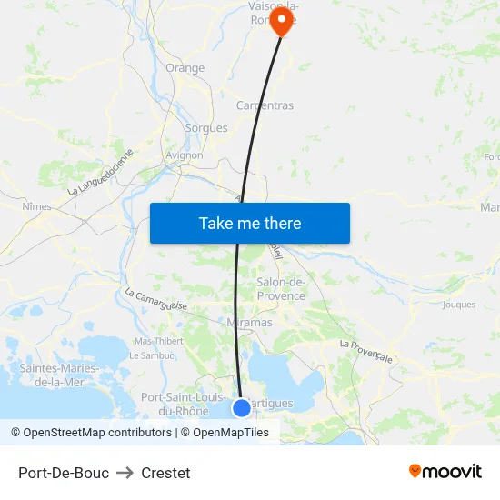 Port-De-Bouc to Crestet map