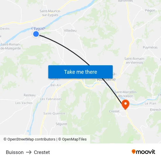 Buisson to Crestet map