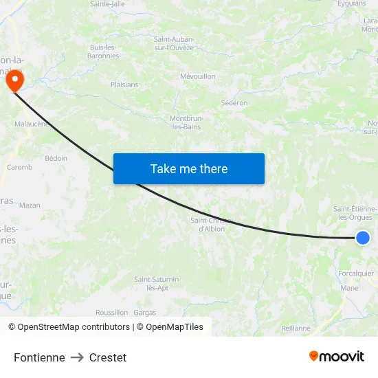 Fontienne to Crestet map