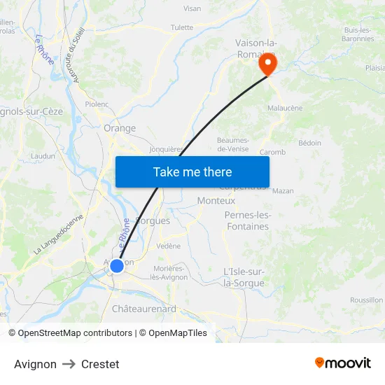 Avignon to Crestet map