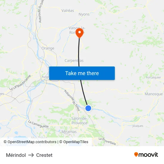 Mérindol to Crestet map