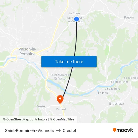 Saint-Romain-En-Viennois to Crestet map