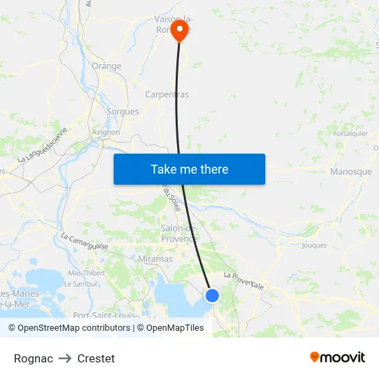 Rognac to Crestet map