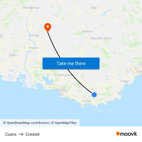 Cuers to Crestet map