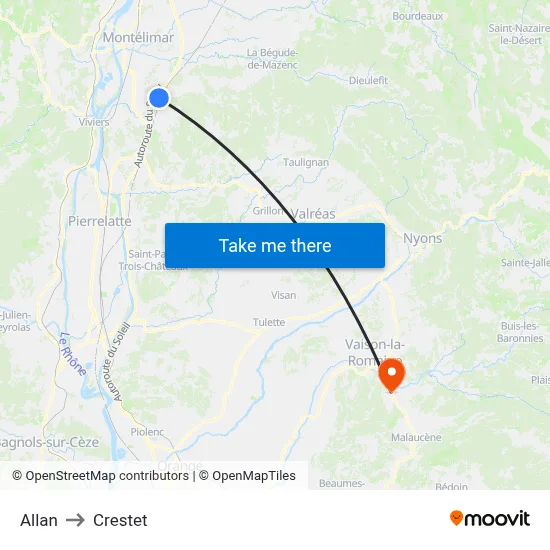 Allan to Crestet map