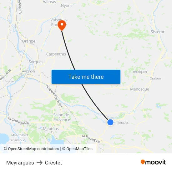 Meyrargues to Crestet map