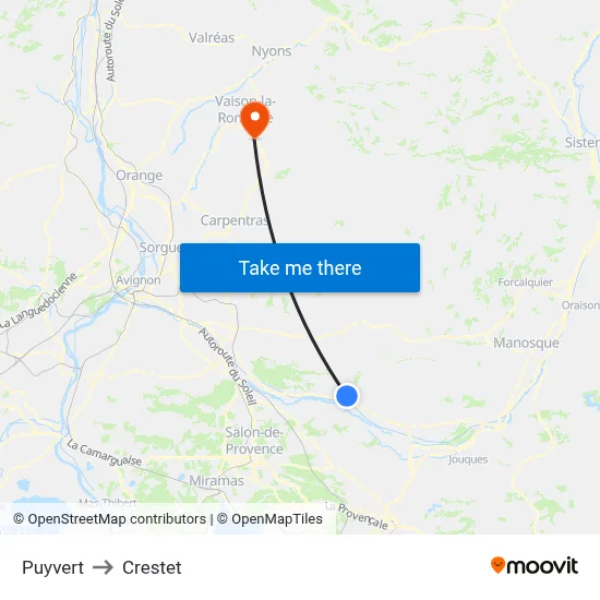 Puyvert to Crestet map