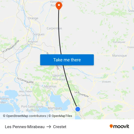 Les Pennes-Mirabeau to Crestet map