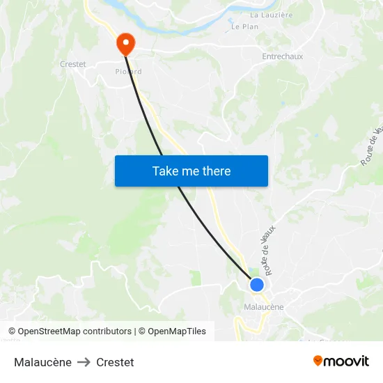 Malaucène to Crestet map