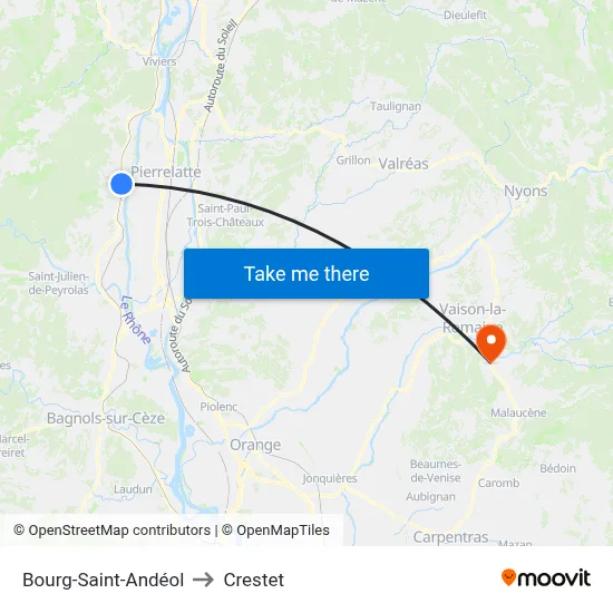 Bourg-Saint-Andéol to Crestet map