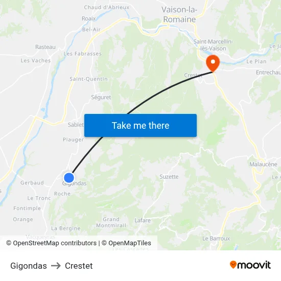 Gigondas to Crestet map
