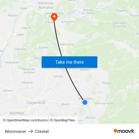 Mormoiron to Crestet map