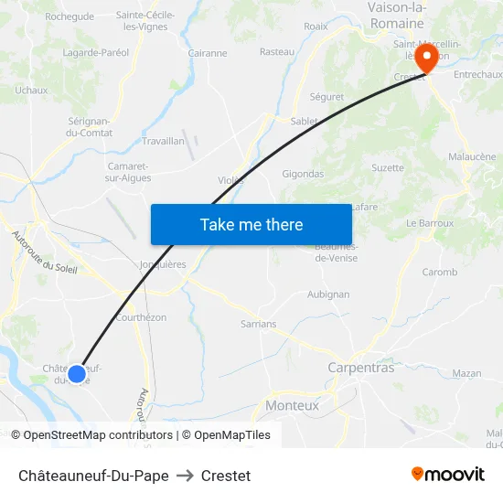 Châteauneuf-Du-Pape to Crestet map
