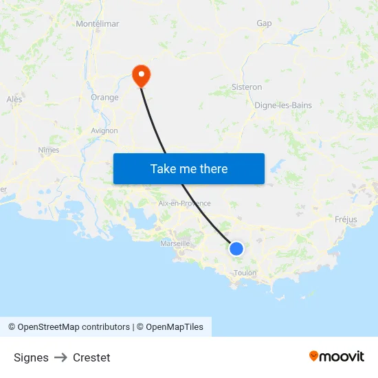 Signes to Crestet map
