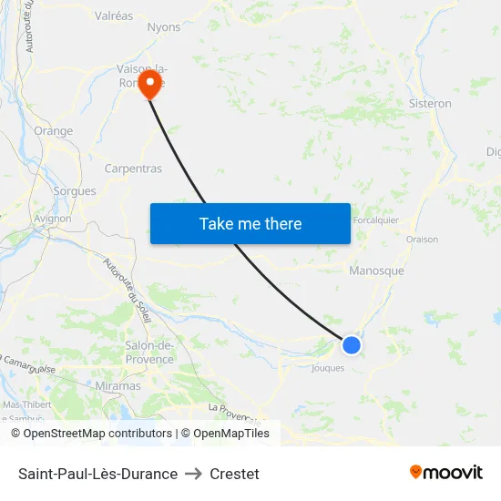 Saint-Paul-Lès-Durance to Crestet map