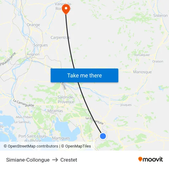 Simiane-Collongue to Crestet map