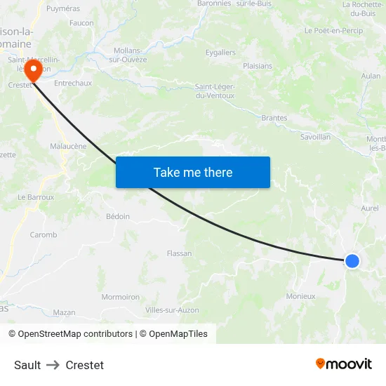 Sault to Crestet map