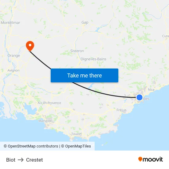 Biot to Crestet map