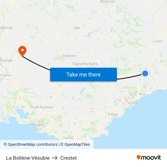 La Bollène-Vésubie to Crestet map