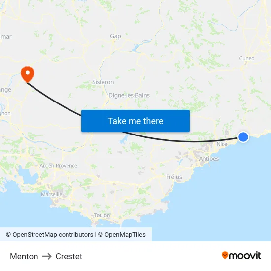 Menton to Crestet map