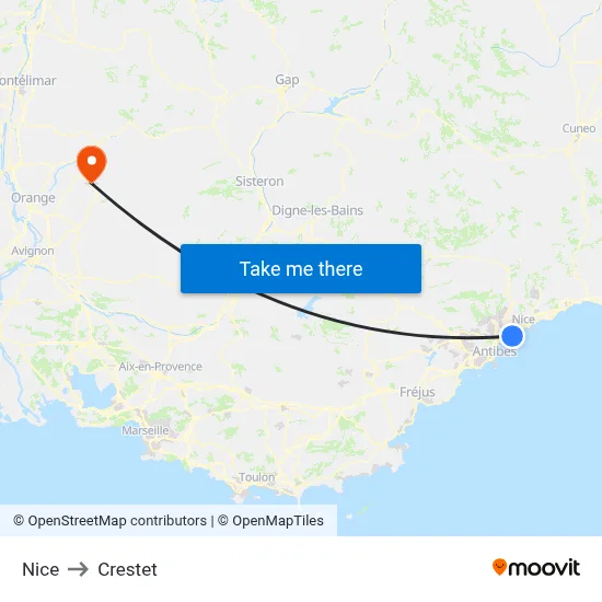Nice to Crestet map