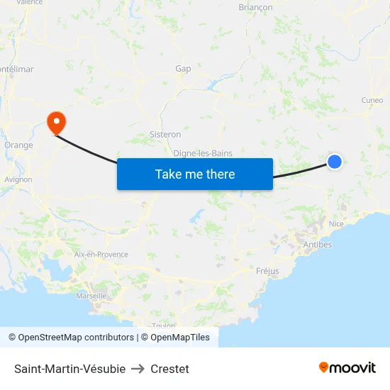 Saint-Martin-Vésubie to Crestet map