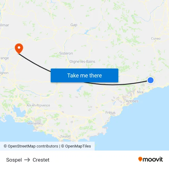 Sospel to Crestet map