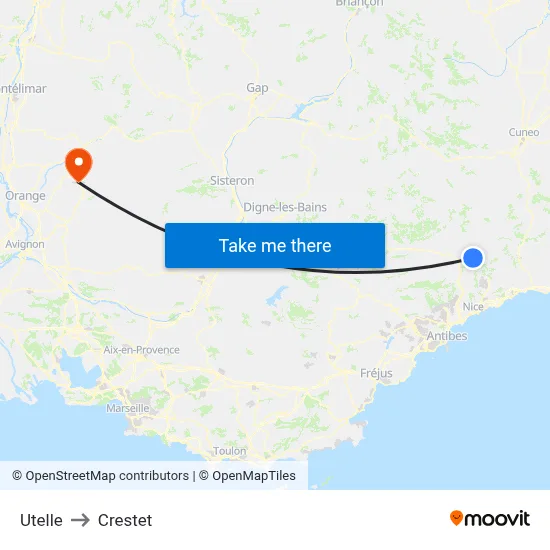 Utelle to Crestet map