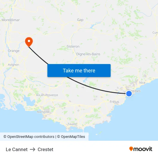 Le Cannet to Crestet map