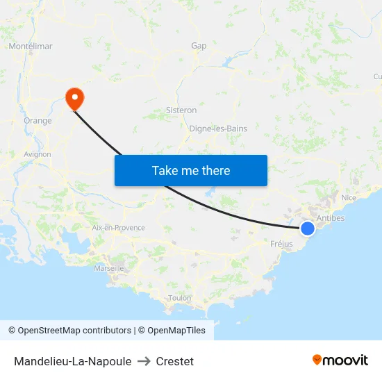 Mandelieu-La-Napoule to Crestet map