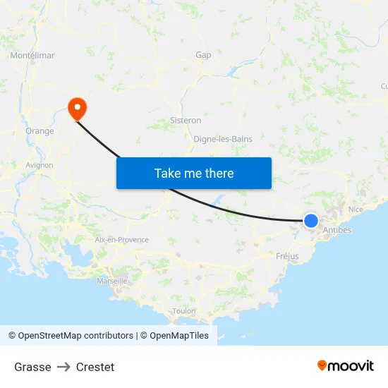 Grasse to Crestet map