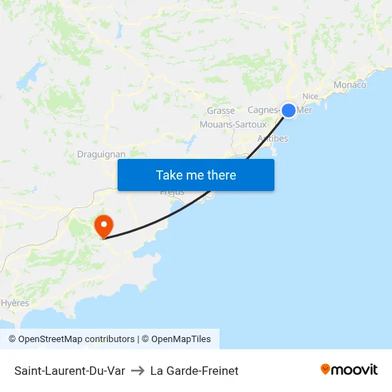 Saint-Laurent-Du-Var to La Garde-Freinet map