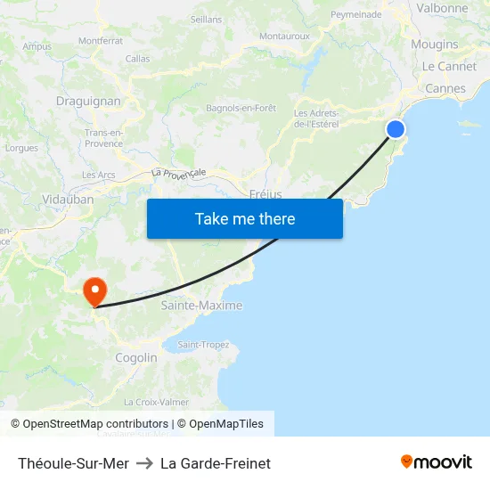 Théoule-Sur-Mer to La Garde-Freinet map