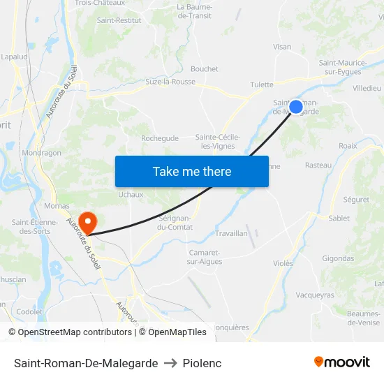 Saint-Roman-De-Malegarde to Piolenc map