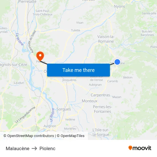 Malaucène to Piolenc map