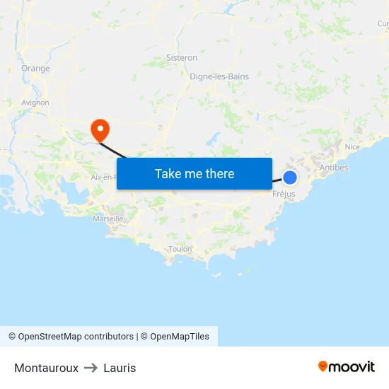 Montauroux to Lauris map