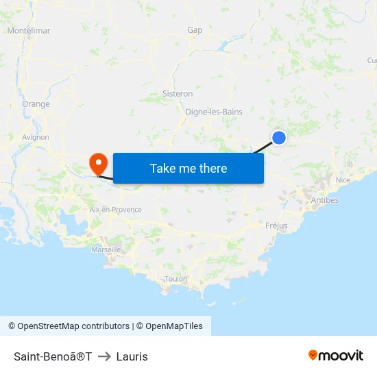 Saint-Benoã®T to Lauris map