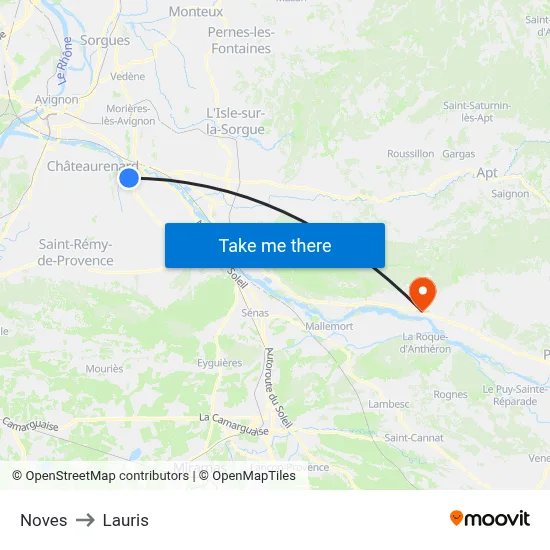 Noves to Lauris map