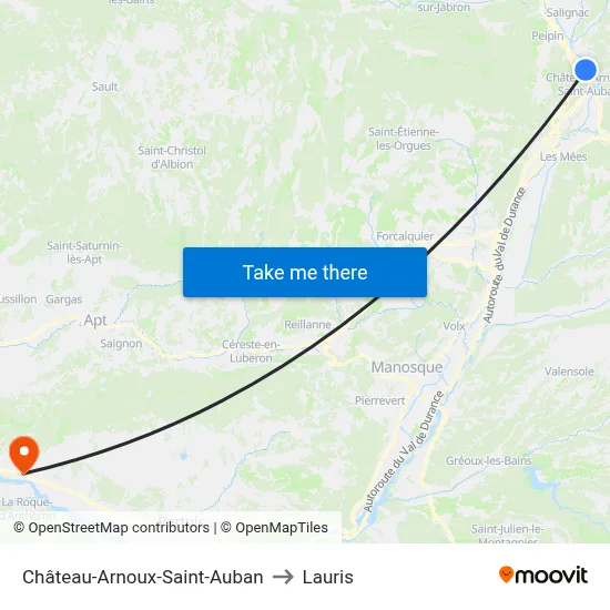 Château-Arnoux-Saint-Auban to Lauris map